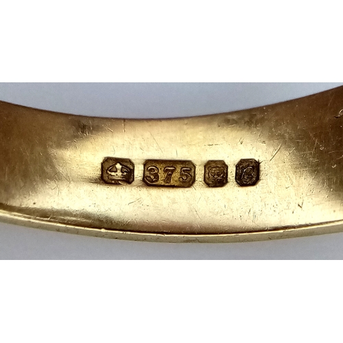 118 - A 9K YELLOW GOLD SNAKE/ SERPENT RING. 4.4G. SIZE R. 9837.