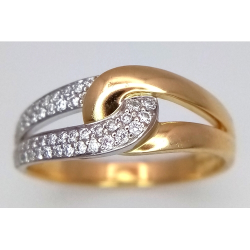 89 - AN 18K YELLOW GOLD DIAMOND SET RING - 0.22CTW. 3.7G. SIZE N. SC4086.