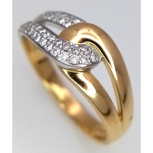 89 - AN 18K YELLOW GOLD DIAMOND SET RING - 0.22CTW. 3.7G. SIZE N. SC4086.