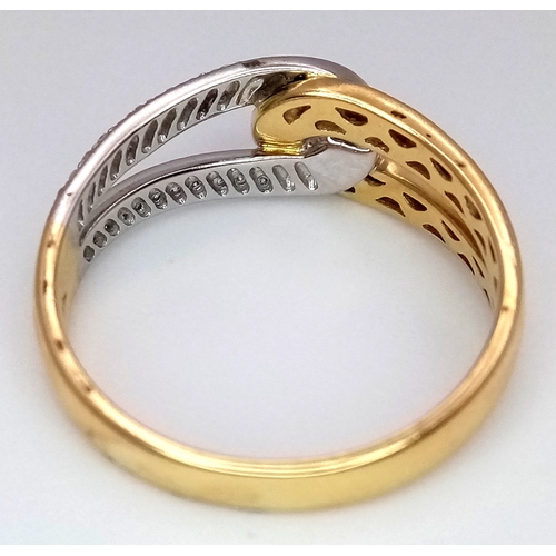89 - AN 18K YELLOW GOLD DIAMOND SET RING - 0.22CTW. 3.7G. SIZE N. SC4086.