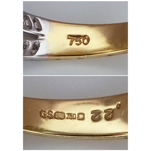 89 - AN 18K YELLOW GOLD DIAMOND SET RING - 0.22CTW. 3.7G. SIZE N. SC4086.