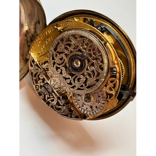 147 - Rare Antique SILVER PAIRED POCKET WATCH. Outer Silver Case Hallmarked London 1799. Exquisite  Inner ... 