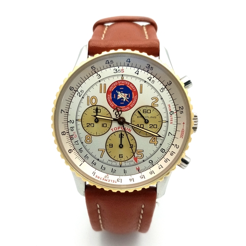 69 - A Breitling Limited Edition Top Gun Chronograph Automatic Gents Watch. Model - 30022. Brown leather ... 