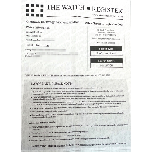 69 - A Breitling Limited Edition Top Gun Chronograph Automatic Gents Watch. Model - 30022. Brown leather ... 