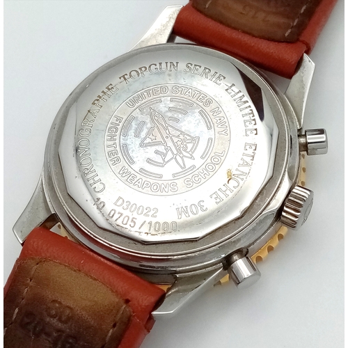 69 - A Breitling Limited Edition Top Gun Chronograph Automatic Gents Watch. Model - 30022. Brown leather ... 