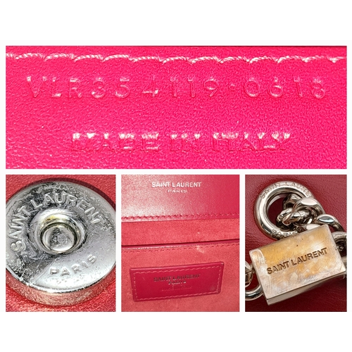 83 - A Saint Laurent Ruby Red Classic Kate Tassel Shoulder Bag. Leather exterior with silver-toned hardwa... 