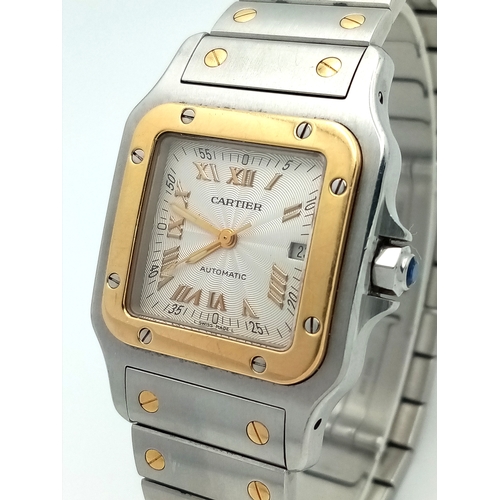 90 - An Automatic Cartier Santos Galbee Ladies Watch. Model 2319. Stainless steel and yellow gold bracele... 