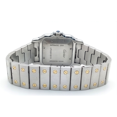 90 - An Automatic Cartier Santos Galbee Ladies Watch. Model 2319. Stainless steel and yellow gold bracele... 