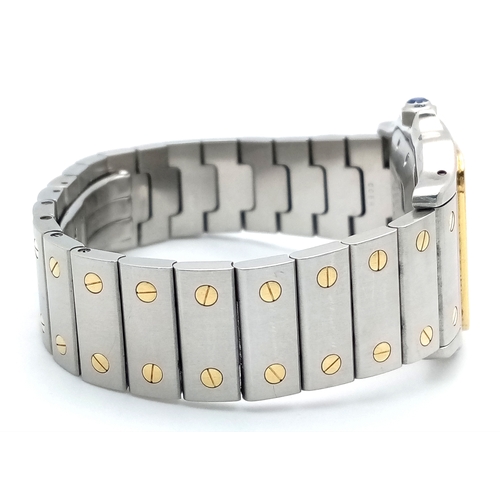 90 - An Automatic Cartier Santos Galbee Ladies Watch. Model 2319. Stainless steel and yellow gold bracele... 