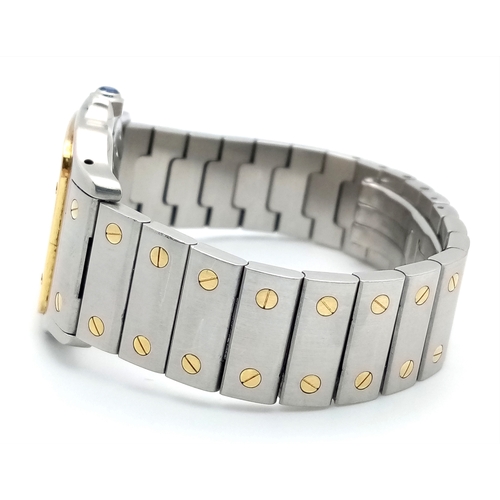 90 - An Automatic Cartier Santos Galbee Ladies Watch. Model 2319. Stainless steel and yellow gold bracele... 