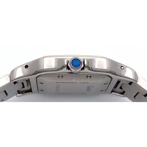 90 - An Automatic Cartier Santos Galbee Ladies Watch. Model 2319. Stainless steel and yellow gold bracele... 