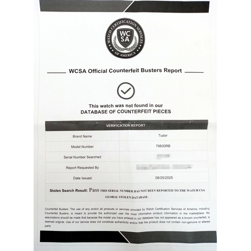 97 - A Tudor GMT Automatic Gents Watch. Model 79830RB. Brown leather strap. Stainless steel case - 42mm. ... 