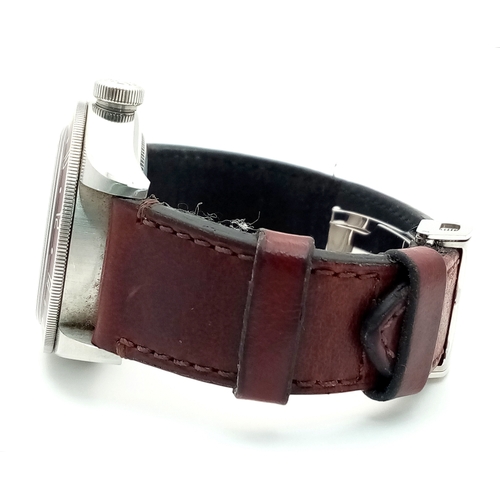97 - A Tudor GMT Automatic Gents Watch. Model 79830RB. Brown leather strap. Stainless steel case - 42mm. ... 