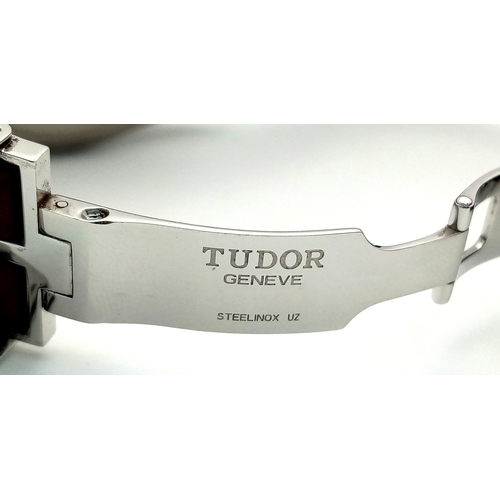 97 - A Tudor GMT Automatic Gents Watch. Model 79830RB. Brown leather strap. Stainless steel case - 42mm. ... 