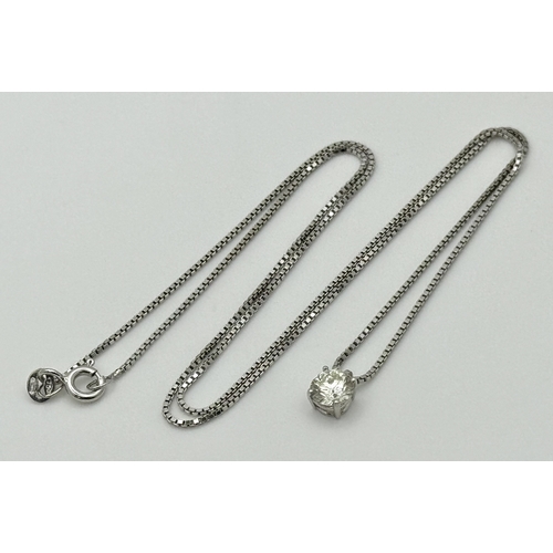 167 - A Victor Azzopardi 18K White Gold Diamond Pendant and Chain. 0.55ct VS clarity, round brilliant cut ... 