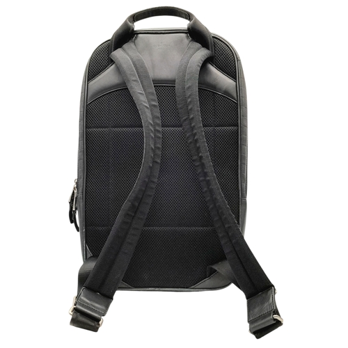 174 - A Louis Vuitton Black Damier Michael Backpack. Leather and textile exterior with silver-toned hardwa... 