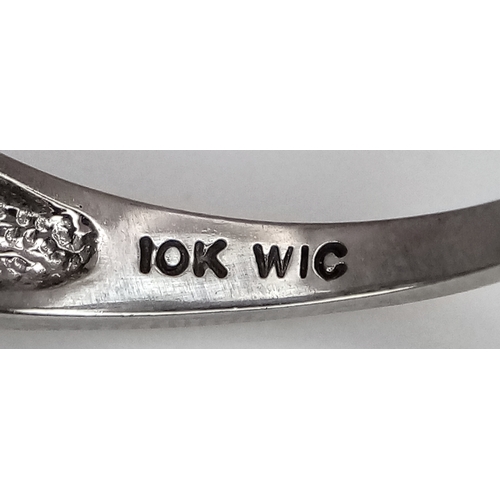 139 - A 14K WHITE GOLD DIAMOND SET RING. 3.5G. SIZE P. REF - 4057.