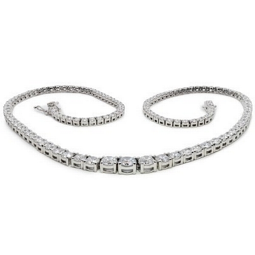 65 - A LAB-GROWN 20CTW DIAMOND NECKLACE SET IN 9K WHITE GOLD. 18 INCH NECKLACE LENGTH. 27.36g TOTAL WEIGH... 
