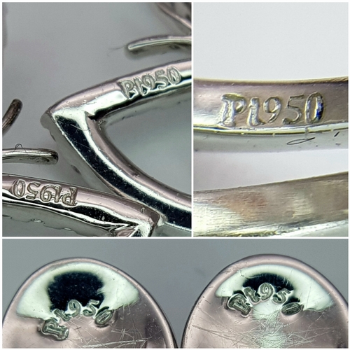 86 - A 950 Platinum and Diamond Set of Earrings and Ring in  Fancy Angel Wings Form. Trillion and round b... 