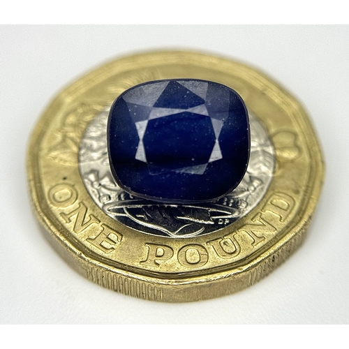 723 - A 6.88ct Faceted Madagascan Blue Sapphire Gemstone. Cushion shape. Colour enhanced. GLI certified. R... 
