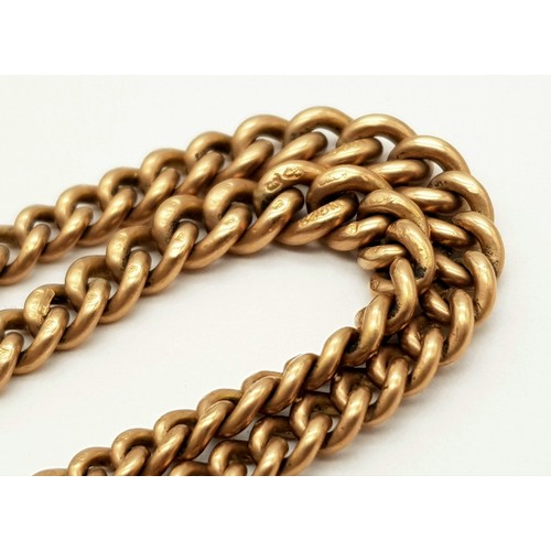 68 - A VINTAGE 9K GOLD WATCH CHAIN (ALBERT) WITH CLOVER FOB .     27.1gms