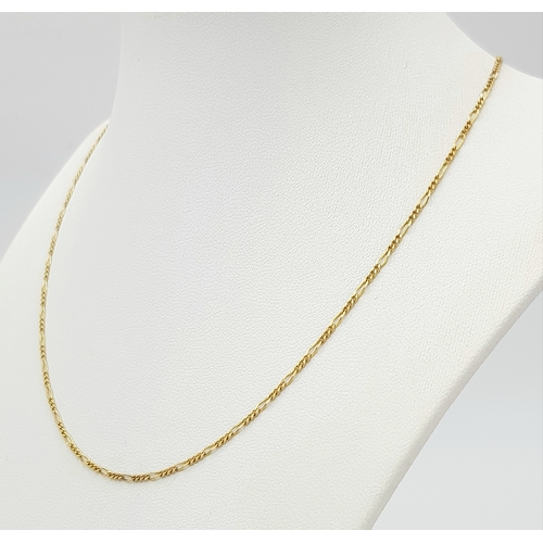 743 - A 9K Yellow Gold Figaro Link Necklace. 40cm. 2.25g