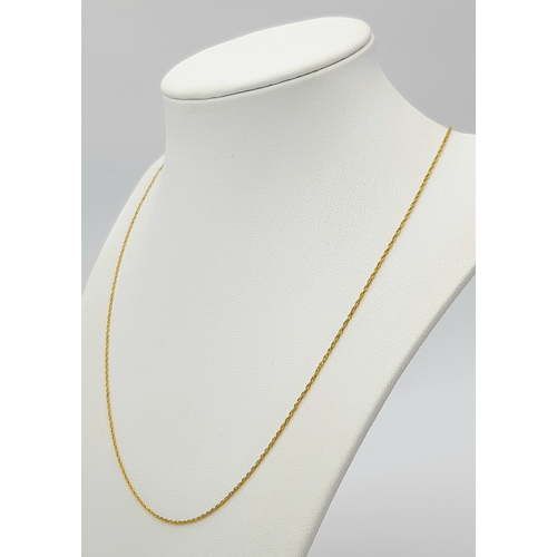 736 - A 9K Yellow Gold Disappearing Necklace. 50cm. 1.3g.
