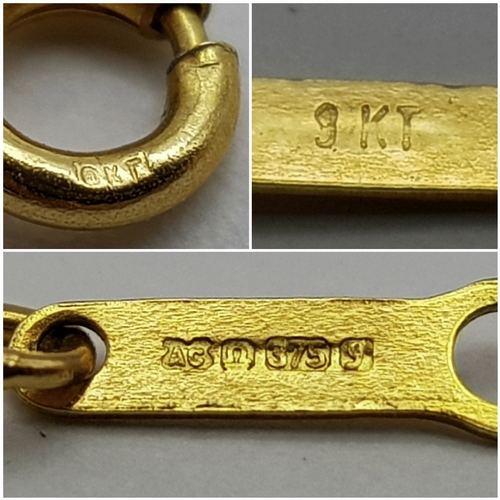 736 - A 9K Yellow Gold Disappearing Necklace. 50cm. 1.3g.