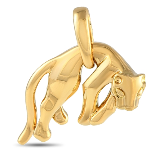 A Cartier Panthere 18K Yellow Gold Pendant.  This polished yellow gold pendant has a sleek bail holding an elegantly sculpted panther with angular, faceted contours. Includes the manufacturer's papers. Total weight: 21.0 grams. *This item is held at Cadmore USA Office in Pennsylvania, USA and will be shipped from there. Buyers will be responsible for direct shipping payments.* ID: 314200