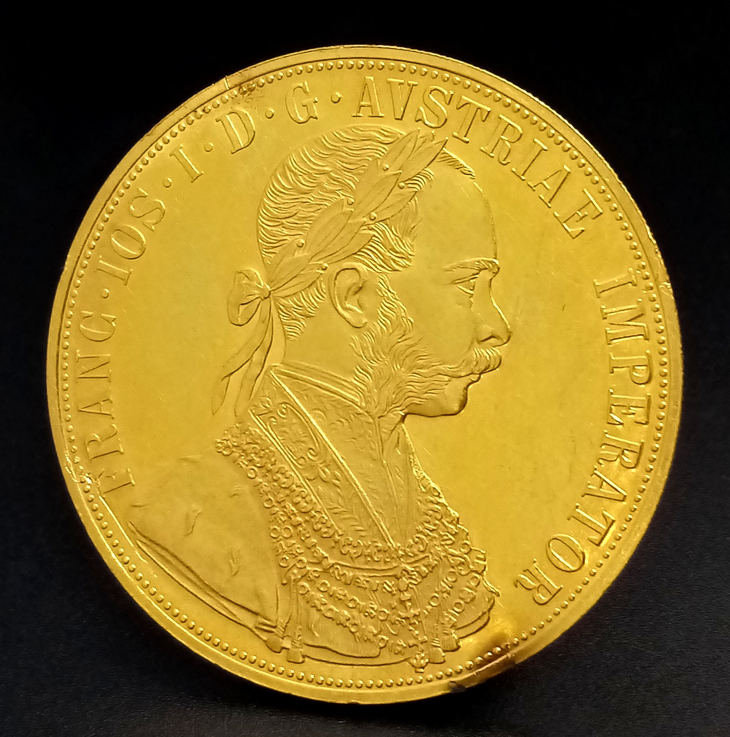 A 1915 Austrian 22.5-23K Gold (x-ray gun measurement) Four Ducat Coin ...