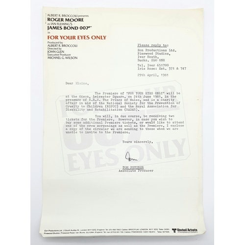 2 - A James Bond 'For Your Eyes Only' Movie Memorabilia Package. From the estate of the films script and... 