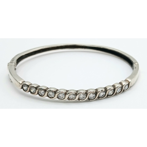 Fully Hallmarked HINGED SILVER BANGLES with Sparkling Zirconia Gemstone ...