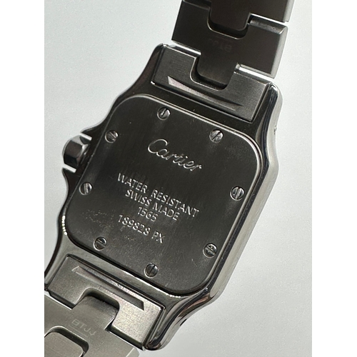 101 - A Cartier 1565 Stainless Steel Santos Watch, 24mm case white dial and Roman numerals. Year 2009, com... 