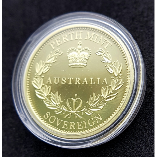26 - A Perth Mint 2015 Australian, Queen Elizabeth II Proof Gold Sovereign COIN. 22k gold. 7.98g. Only 15... 