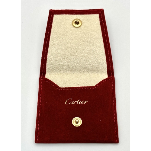 29 - An 18K Gold and Diamond Pave Cartier Love Band Ring. 4mm width. Size 50. 2.1g. Comes with a Cartier ... 