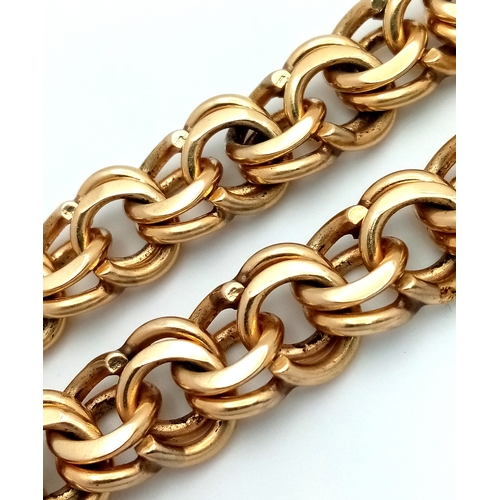 51 - A SUPERB DOUBLE FANCY LINK BRACELET IN 14K GOLD WITH SAFETY CATCH IN AS NEW CONDITION . A SERIOUSLY ... 