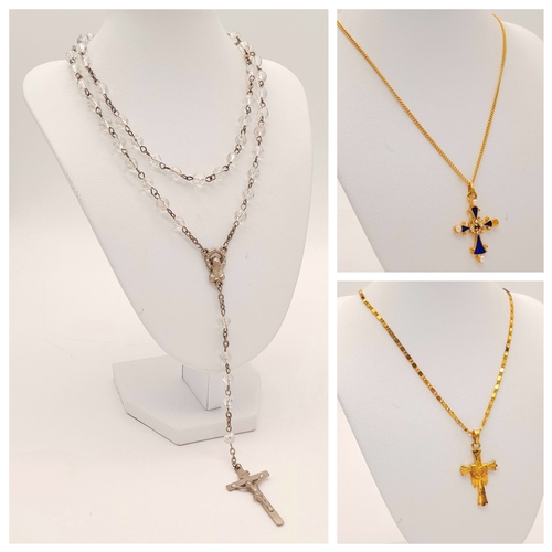 38 - A collection of 3x cross pendant necklaces. Please see photos for details.