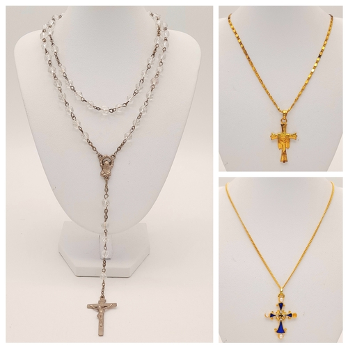 38 - A collection of 3x cross pendant necklaces. Please see photos for details.
