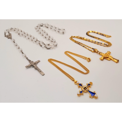 38 - A collection of 3x cross pendant necklaces. Please see photos for details.