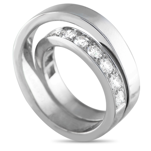 35 - A Cartier Nouvelle Vague 18K White Gold 1.20ct Diamond Ring, dynamic crossover design. Inset Diamond... 