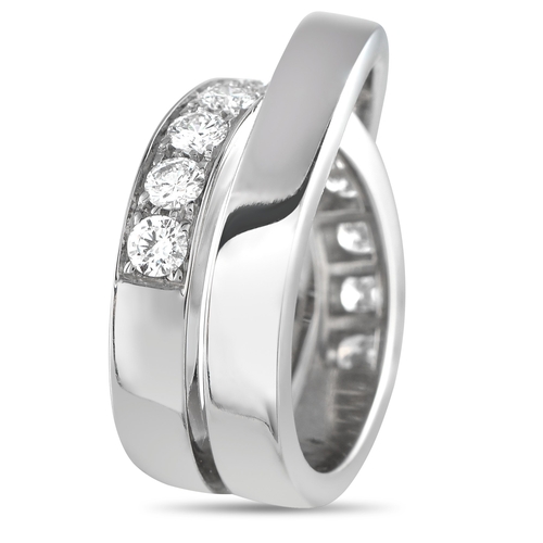 35 - A Cartier Nouvelle Vague 18K White Gold 1.20ct Diamond Ring, dynamic crossover design. Inset Diamond... 