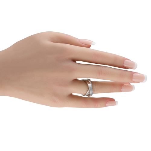 35 - A Cartier Nouvelle Vague 18K White Gold 1.20ct Diamond Ring, dynamic crossover design. Inset Diamond... 