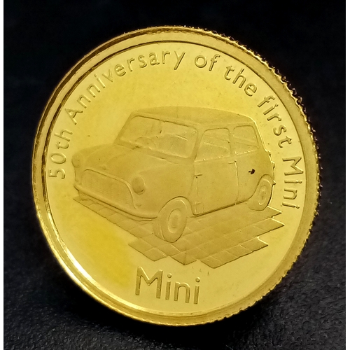 52 - A 2009 QUEEN ELIZABETH II 22K PROOF COIN TO CELEBRATE THE 50TH ANNIVERSARY OF THE FIRST MINI COOPER ... 