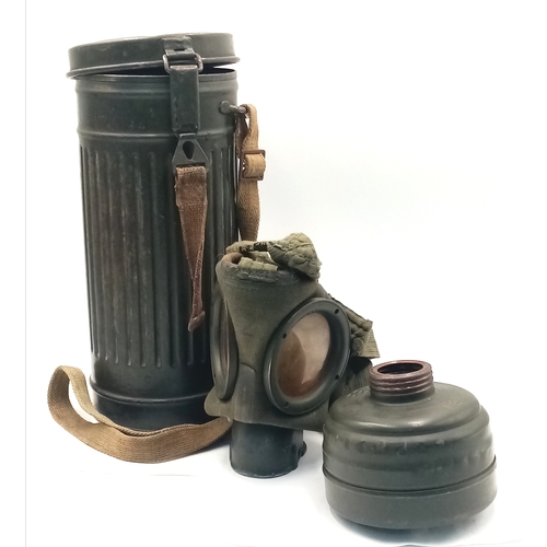 1942 Dated German Gas Mask and Canister. Named to an SS Panzer ...