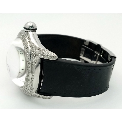 67 - A Corum Bubble, Diamond Gents Watch. Model 163.150.20. 
Black leather and rubber strap - With a Coru... 