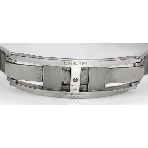 74 - A Chanel J12 Diamond Automatic Ladies Watch. Model D.X. 14136. Black ceramic bracelet and case - 33m... 