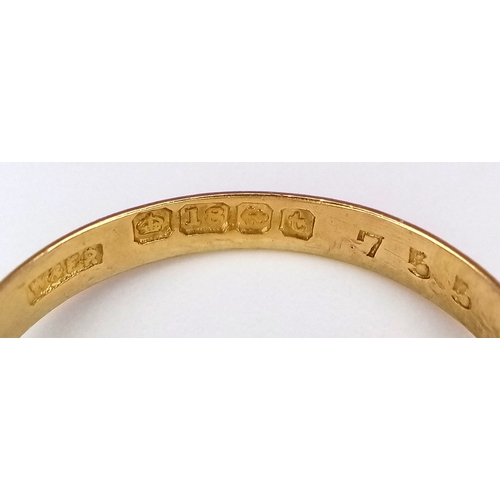 110 - AN 18K YELLOW GOLD ANTIQUE DIAMOND AND RUBY RING. 3G. SIZE L. HALLMARKED BIRMINGHAM 1918. SC6080.