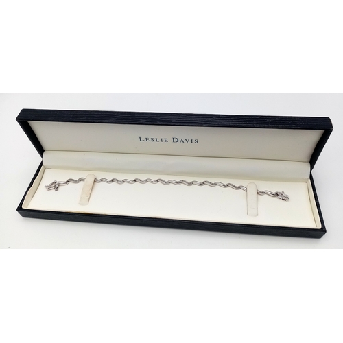 112 - Beautiful  DIAMOND SET 9 CARAT  WHITE GOLD ‘TENNIS BRACELET’. 5.9 Grams. 19 cm.