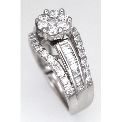 116 - 9K WHITE GOLD FANCY DIAMOND SET RING. APPROX 1CT DIAMONDS. 4.5G SIZE O. REF: TAN 6003