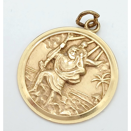 119 - Fully hallmarked 9 CARAT  GOLD St CHRISTOPHER MEDALLION. 2.2  Grams. 2 .0 cm Diameter. Lovely raised... 